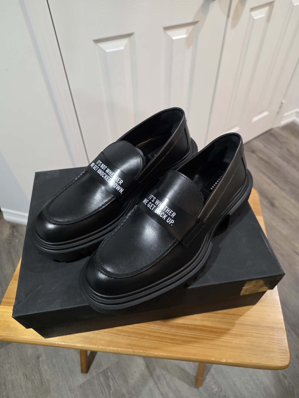 JOHN RICHMOND Printed Words Chunky Leather Loafers